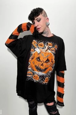 VampireFreaks Possessed Pumpkin Patch Tee [Multiple Styles Available] -AKUMU INK shop Horror Halloween Mens Shirt