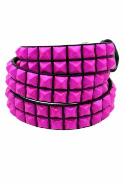Funk Plus Punk Drunk Love Pyramid Stud Belt [Hot Pink]