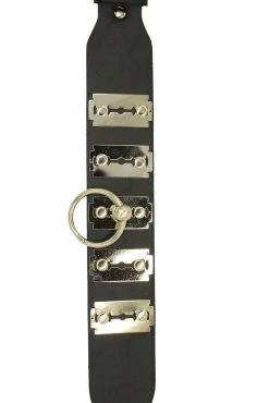 Funk Plus Razor Blade Bondage Black Leather Collar -AKUMU INK shop IMG 4896