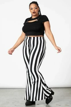 KILLSTAR Inferno Room Flares [WHITE STRIPE] -AKUMU INK shop INFERNO ROOM FLARES WHITE PLUS W