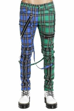 TRIPP NYC Tripp Split Leg Bondage Pants [Blue/Green Plaid]