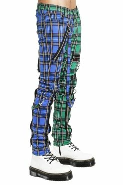 TRIPP NYC Tripp Split Leg Bondage Pants [Blue/Green Plaid] -AKUMU INK shop IS103MP BLUGRNPLD S