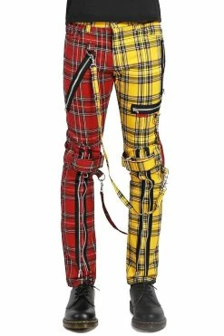 TRIPP NYC Tripp Split Leg Bondage Pants [Yellow/Red Plaid]