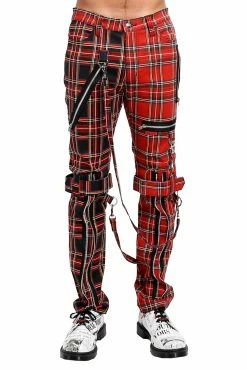 TRIPP NYC Tripp Split Leg Bondage Pants [Red/Black Plaid]