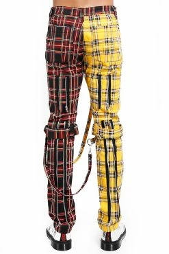 Tripp NYC Split Leg Bondage Pants [Black/Yellow Plaid] -AKUMU INK shop IS103PA YELBLKPLD B