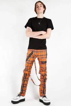 TRIPP NYC Tripp Bondage Pants [Orange Plaid] -AKUMU INK shop IS267MP ORGPLD FL