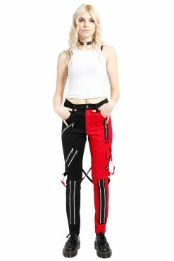 TRIPP NYC Tripp Ladies Split Leg Bondage Pants [Black/Red] -AKUMU INK shop IS4420 BLKRED FL