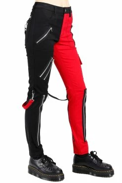 TRIPP NYC Tripp Ladies Split Leg Bondage Pants [Black/Red] -AKUMU INK shop IS4420 BLKRED S