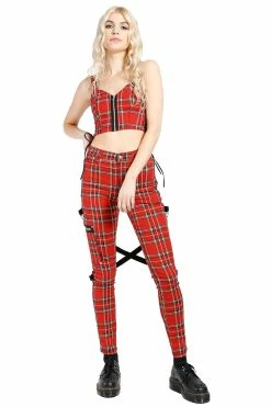 TRIPP NYC Tripp Ladies Chaos Bondage Pants [Red Plaid] -AKUMU INK shop IS4756P REDPLD FL 1
