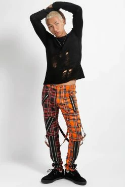 Tripp NYC Madness Pants [Black/Orange Plaid] -AKUMU INK shop IS675MP BLACKORANGEPLD FULL 1000