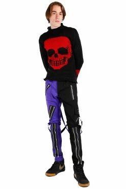 Tripp NYC Split Leg Bondage Pants [Black/Purple] -AKUMU INK shop IS675M BLACKPURPLE FULL
