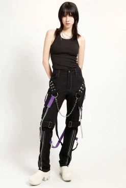 Tripp NYC Raider Pants [Black/Purple] -AKUMU INK shop IS7065M BLKPURPLE FULL GIRL 1000xcopy