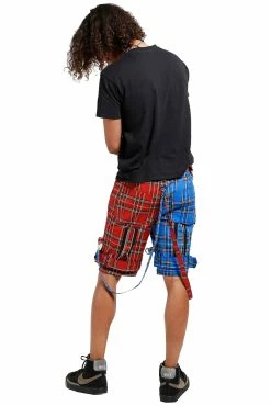 TRIPP NYC Tripp Split Bondage Shorts [Red/Blue Plaid] -AKUMU INK shop IS7173P REDBLUPLD FULL