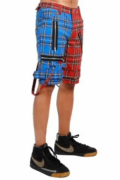 TRIPP NYC Tripp Split Bondage Shorts [Red/Blue Plaid] -AKUMU INK shop IS7173P REDBLUPLD S
