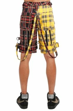 TRIPP NYC Tripp Split Bondage Shorts [Black/Yellow Plaid] -AKUMU INK shop IS7173P YELLBLKPLD B