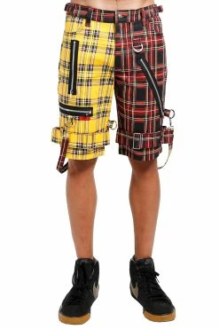 TRIPP NYC Tripp Split Bondage Shorts [Black/Yellow Plaid]