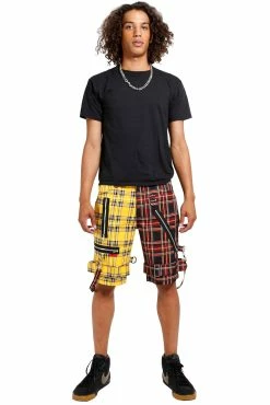 TRIPP NYC Tripp Split Bondage Shorts [Black/Yellow Plaid] -AKUMU INK shop IS7173P YELLBLKPLD FULL