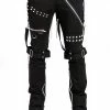 TRIPP NYC Tripp Studded Bondage Pants [Black] -AKUMU INK shop IS7329M BLK F 2