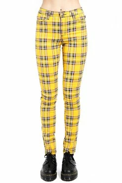 TRIPP NYC Tripp High Waist T-Back Jeans [Yellow Plaid]