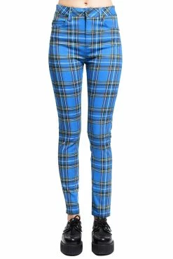 TRIPP NYC Tripp Womens High-Waist Pants [Blue Plaid]