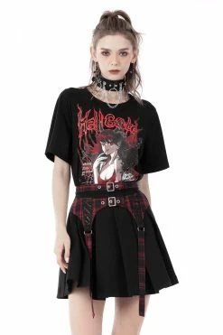 DARK IN LOVE Blood Hugs Pleated Mini Skirt [RED PLAID]