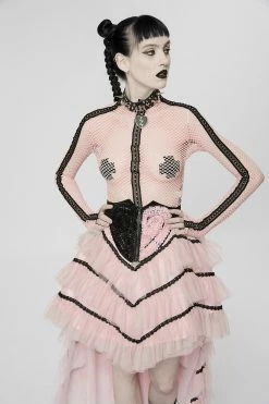 PUNK RAVE Grave Rave Fishnet Top [PASTEL PINK]