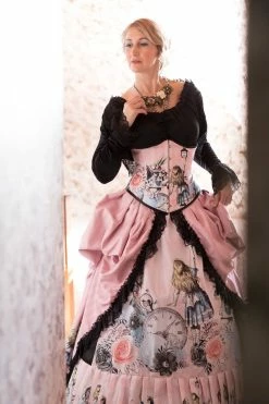 Gallery Serpentine Alice In Wonderland Pink & Black Victorian Corset Gown