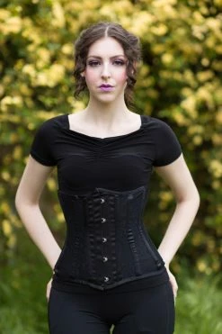 Gallery Serpentine Lace & Satin Long Torso Under Bust Corset -AKUMU INK shop LTlacesatinubLinnet6