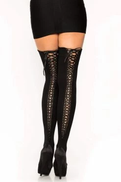 LEG AVENUE Lydia Lace-Up Thigh Highs