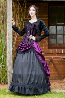 Gallery Serpentine Amethyst Corset Bustle Gown Set -AKUMU INK shop LinnetFlorenciapandoraoverbustamethystcorsetbustlegownset