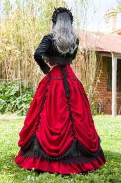 Gallery Serpentine Gothic Red & Black Victorian Wedding Dress, Made To Measure -AKUMU INK shop LinnetFlorenciaredvictorianweddingdress1