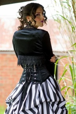 Gallery Serpentine The Lilly In Black Velvet- Shortened Torso Underbust Victorian -AKUMU INK shop LinnetblackvelvetLilly2