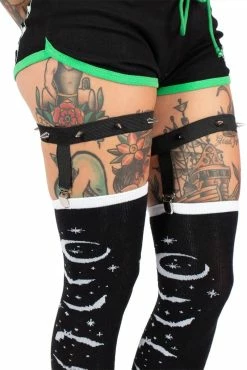 Too Fast Bats And Stars Thigh High Garter Socks -AKUMU INK shop Lunar Stockings Gothic Womens