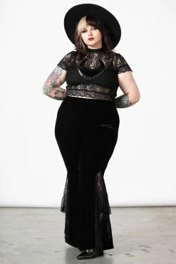 KILLSTAR Mahina Velvet Bell Bottoms -AKUMU INK shop MAHINA VELVET BELL BOTTOMS PLUS W F x1600copy