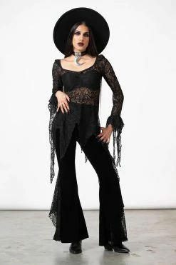 KILLSTAR Mahina Velvet Bell Bottoms -AKUMU INK shop MAHINA VELVET BELL BOTTOMS W B x1600copy