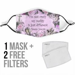 Gallery Serpentine Alice In Wonderland Quote - Eco Washable Face Mask -AKUMU INK shop MAcraz2