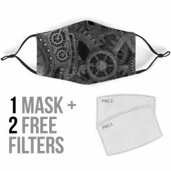 Gallery Serpentine Grey Steampunk - Men's Washable Face Mask -AKUMU INK shop MS84steampunkgreymask4 fecbc229 e33e 430e 9023 7ce57263e573