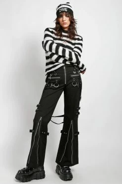 Tripp NYC Stripe Beanie [WHITE/BLACK] -AKUMU INK shop Mall Goth Beanie f6c4cd3e 8696 4f54 b8fe ef9f0a00bc16