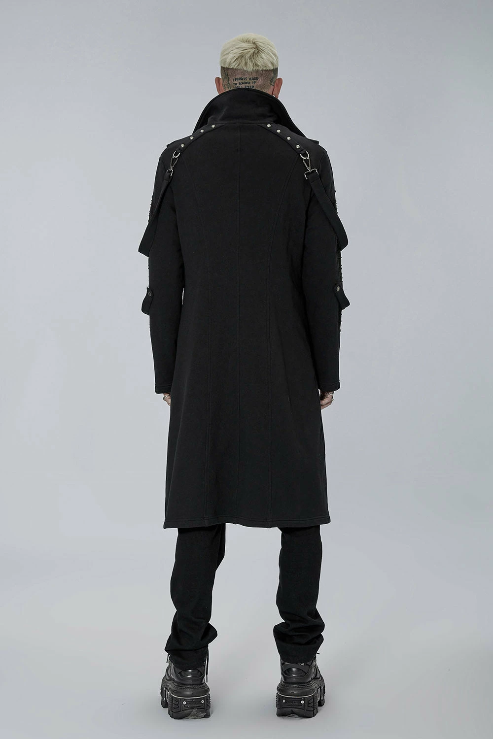 PUNK RAVE Black Militia Trench Coat 6 PUNK RAVE Black Militia Trench Coat - Image 4