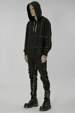 PUNK RAVE Metalhead Hoodie -AKUMU INK shop Mens Black Gothic Oversized Hoodie