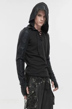 DEVIL FASHION Grim Death Hooded Top -AKUMU INK shop Mens Gothic Punk Shirt