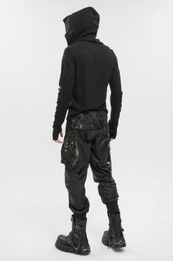 DEVIL FASHION Grim Death Hooded Top -AKUMU INK shop Mens Plus Size Heavy Metal Shirt