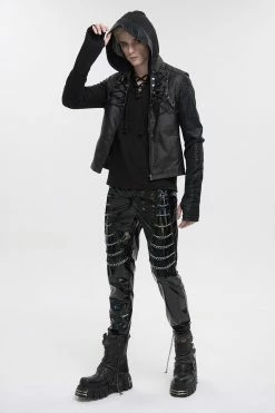 DEVIL FASHION Holographic Hell Leather Pants -AKUMU INK shop Mens Rave Pants