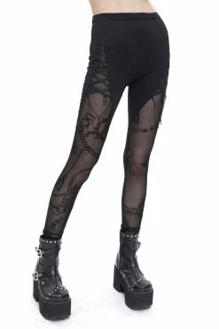 DEVIL FASHION Victorian Charms Cut-Out Leggings -AKUMU INK shop Mesh Leggings