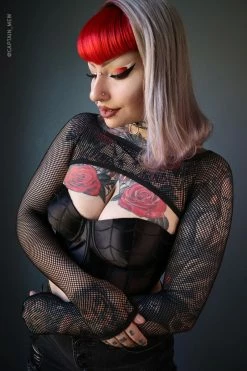 FOREST INK Helena Fishnet Super Crop Top 11 FOREST INK Helena Fishnet Super Crop Top -AKUMU INK shop Mesh super crop Product photo3 600x900copy