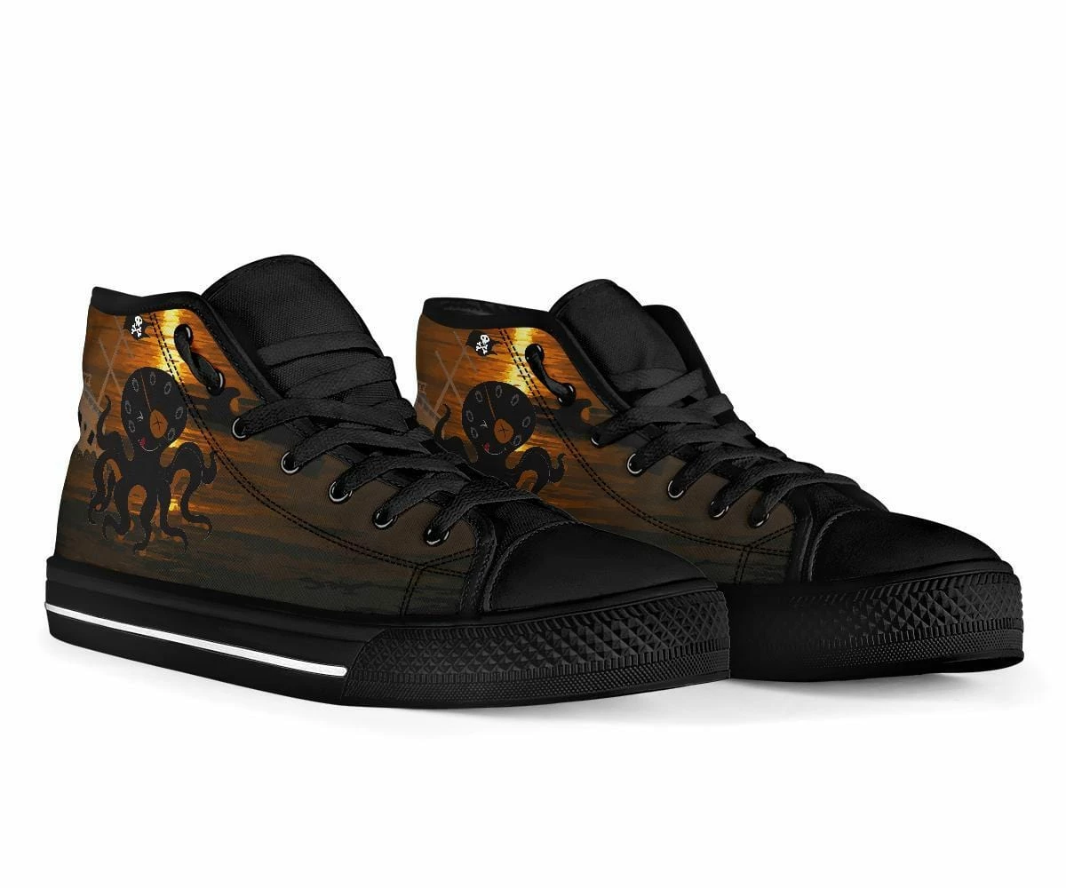 Gallery Serpentine Pirate Kraken Sunset, Men's Hi Tops, FREE Shipping 6 Gallery Serpentine Pirate Kraken Sunset, Men's Hi Tops, FREE Shipping - Image 4