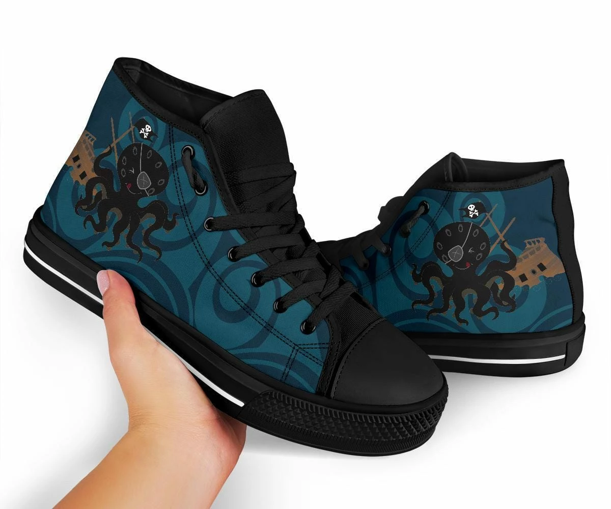Gallery Serpentine Pirate Kraken Ocean, Women's Hi Tops, FREE Shipping 5 Gallery Serpentine Pirate Kraken Ocean, Women's Hi Tops, FREE Shipping - Image 3