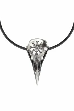 Alchemy Helm Of Awe Raven Skull Necklace