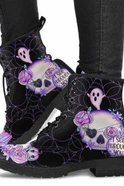Gallery Serpentine Black SPOOKY Pastel Goth, Vegan Women's Boots, FREE Shipping