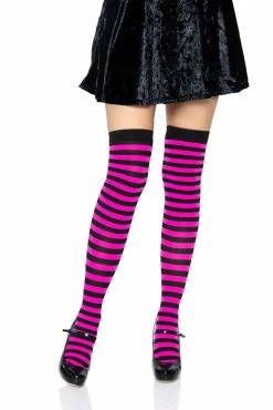 LEG AVENUE Stripe Thigh Highs [Various Colors] -AKUMU INK shop PINKK